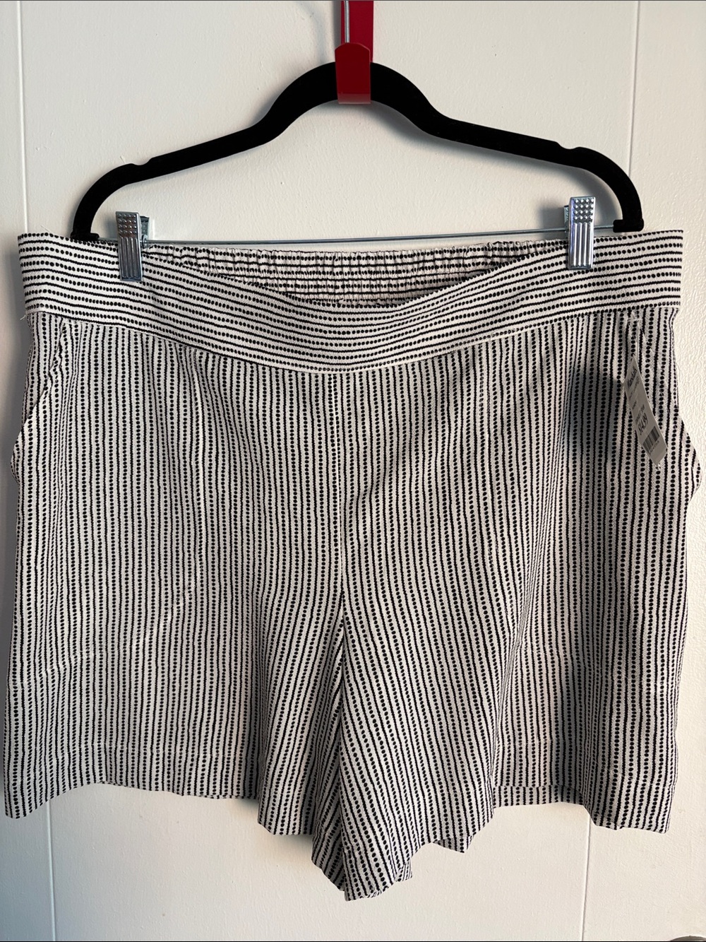Striped Black & White High-Waist Shorts